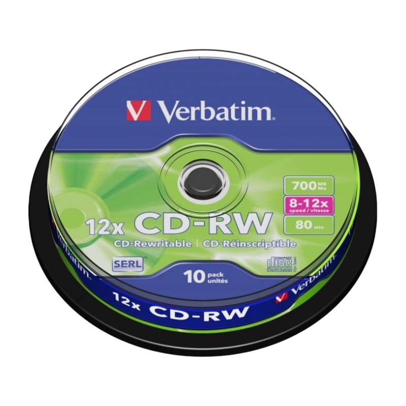 Оптичні диски Verbatim CD-RW 700Mb 12x Spindle 10шт (43480)